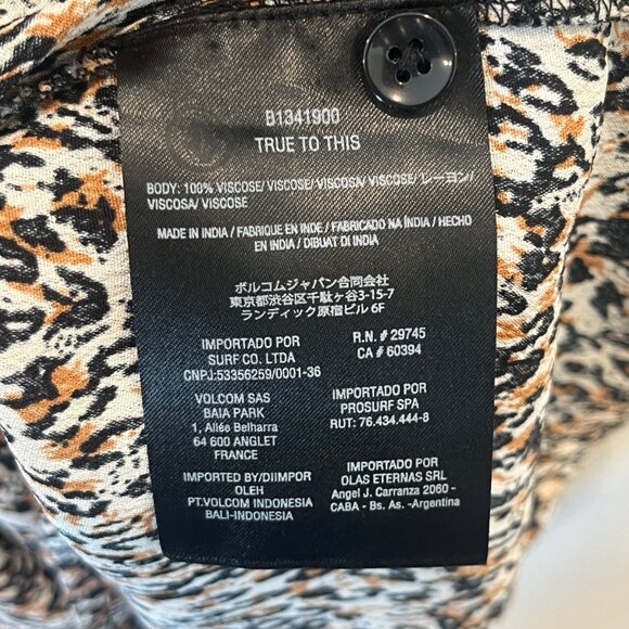 Volcom 1 Minute More Leopard Print Fitted Button Down Mini Dress with pockets XS - Picture 9 of 12